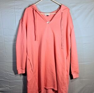 Women's XL Universal Thread Mini Fleece Long Sleeve Coral/Pink Tunic Dress NWT